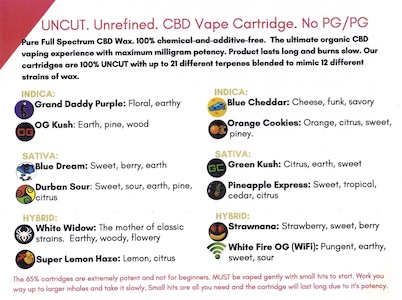 Unrefined CBD Wax Cartridge Strains