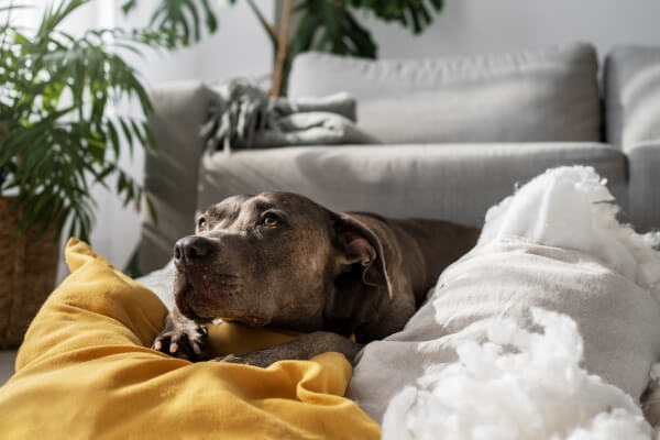 dog-laying-pillows-home