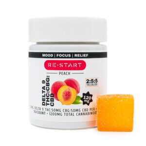 Delta 9 THC CBG CBD 120mg Peach Gummies 1:2:2 Live Resin