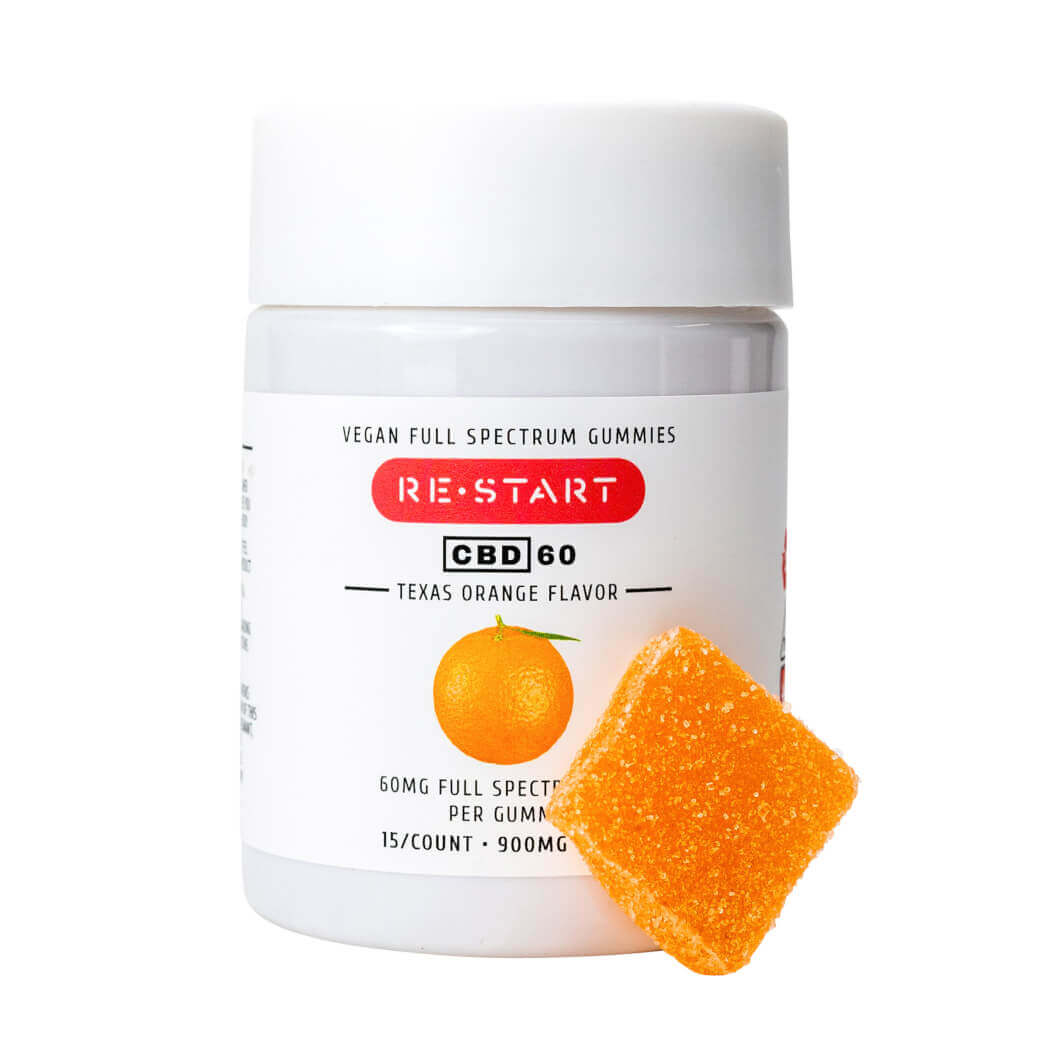 CBD Full Spectrum 60MG Gummies - Texas Orange - RESTART​ CBD & THC