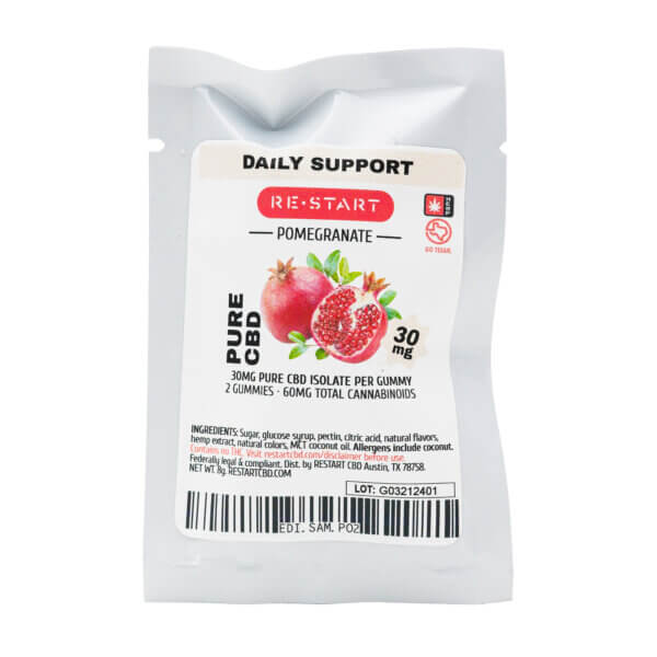 CBD Pure 30MG Gummies Pomegranate NO THC 2-ct