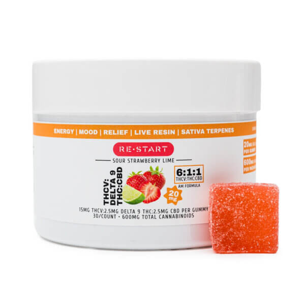 THCV 15mg + D9 THC 2.5mg +  CBD 2.5mg Gummies Strawberry Lime - Image 2