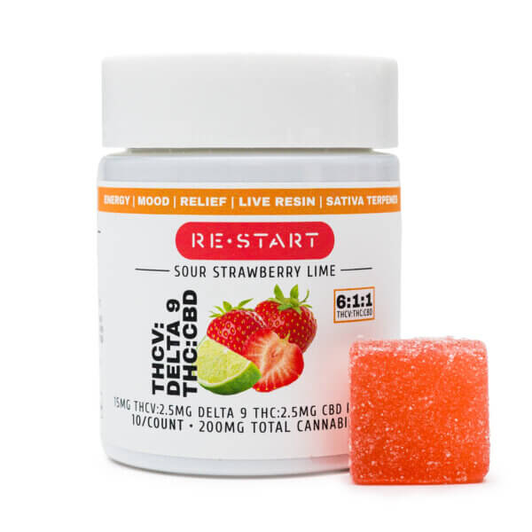 THCV 15mg + D9 THC 2.5mg +  CBD 2.5mg Gummies Strawberry Lime
