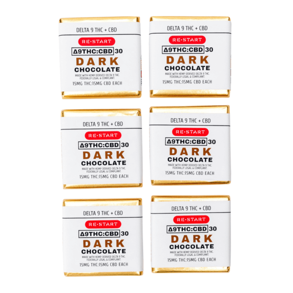Delta 9 THC CBD 30mg Dark Chocolate Square (1:1)