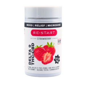Delta 9 THC CBD 27.5mg Strawberry Gummies 1:10 Microdose