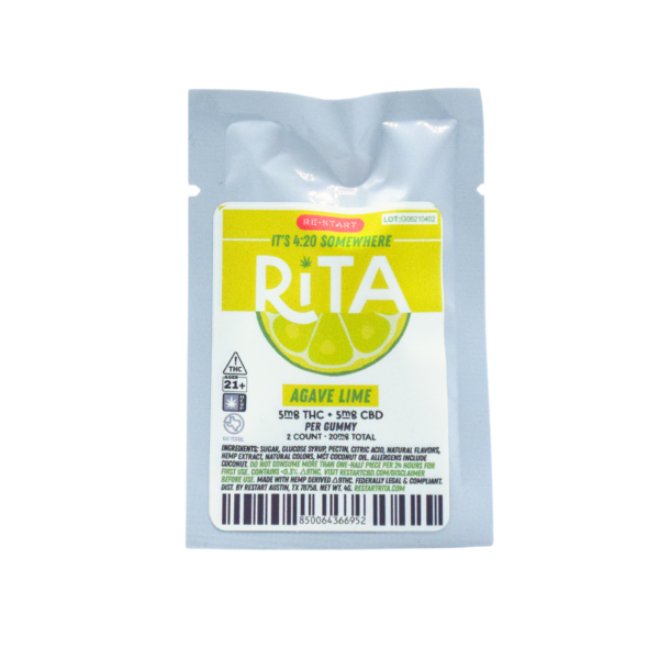 RESTART Rita Delta 9 THC CBD 10mg  Gummies Agave Lime 2-ct Sample
