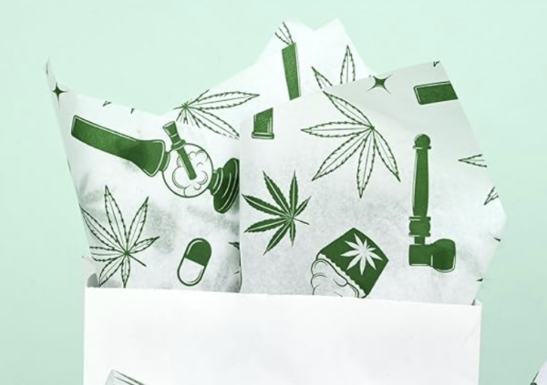 Green & White Pot Leaf Tissue Paper