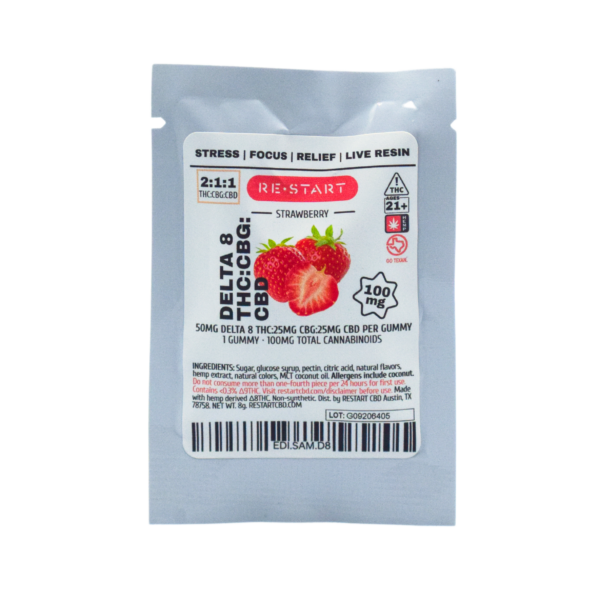 Live Resin Delta 8 THC CBG CBD 100mg Gummies 1-ct Live Resin