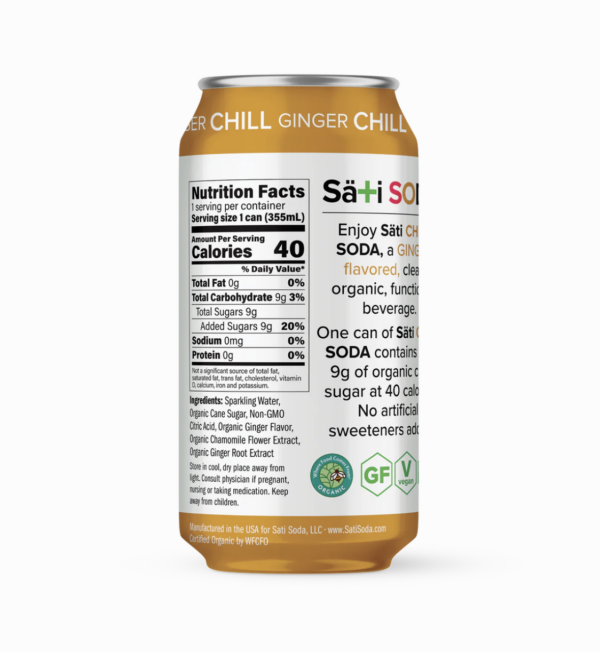Sati Organic CBD Soda 12oz Ginger Chill - Image 2