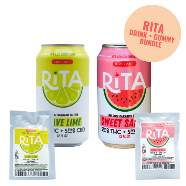 RESTART Rita Dosidos 1:1 Delta 9 THC CBD 10mg Seltzer & Gummy Bundle