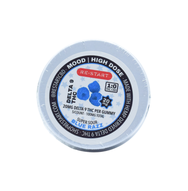 Delta 9 THC 20MG Gummies Sour Blue Raspbery - Image 2