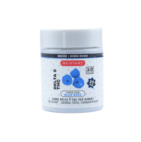 Delta 9 THC 20MG Gummies Sour Blue Raspbery