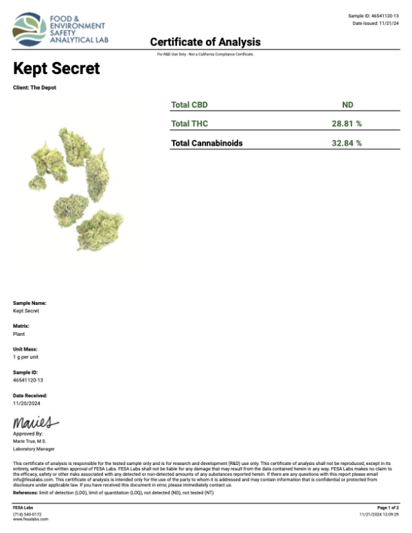 THCA Flower Kept Secret Smalls 3.5g - Premium Indica/H - Image 2