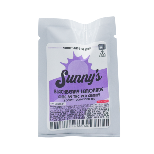 Sunny's Delta 9 THC 10mg Blackberry Lemonade Gummies / 2-ct
