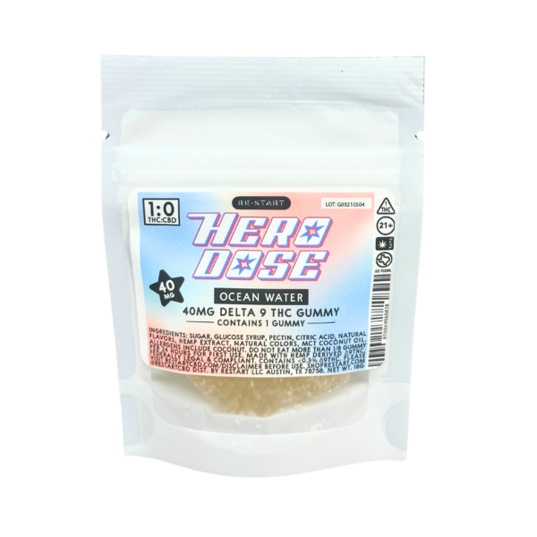 Hero Dose Delta 9 THC 40mg Gummies Ocean Water 1-ct (Coconut Lime)