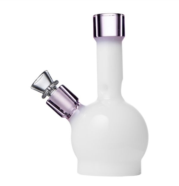 6” Ball Bong Water Pipe from Human Grade - White w/Pink Accents
