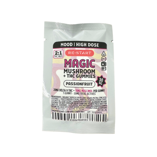 Delta 9 Magic Mushroom Gummies 30mg Passion Fruit 1-ct