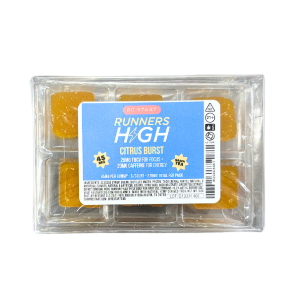 THCV 25mg + Green Tea  20mg Citrus Burst Runner’s High Gummies - Image 2
