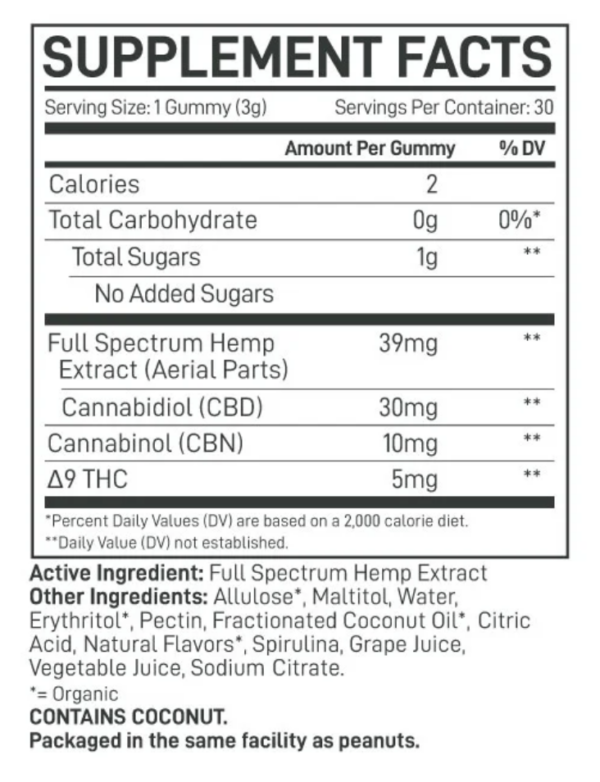 Sugar-Free Delta 9 CBN 45MG Gummies - Blackberry Hibiscus - Image 3