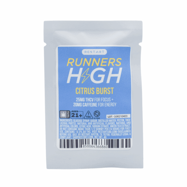 THCV 25mg + Green Tea 20mg Citrus Burst Runner’s High Gummies 1-ct
