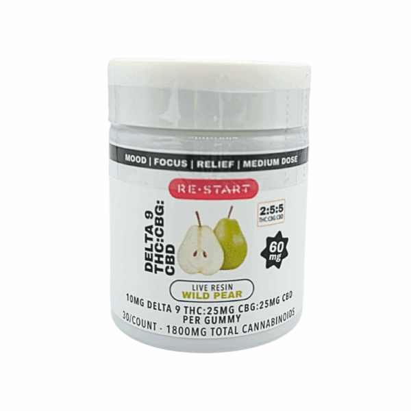 Delta 9 THC 10mg + CBG 25mg + CBD 25mg Pear Gummies Medium Dose - Image 2