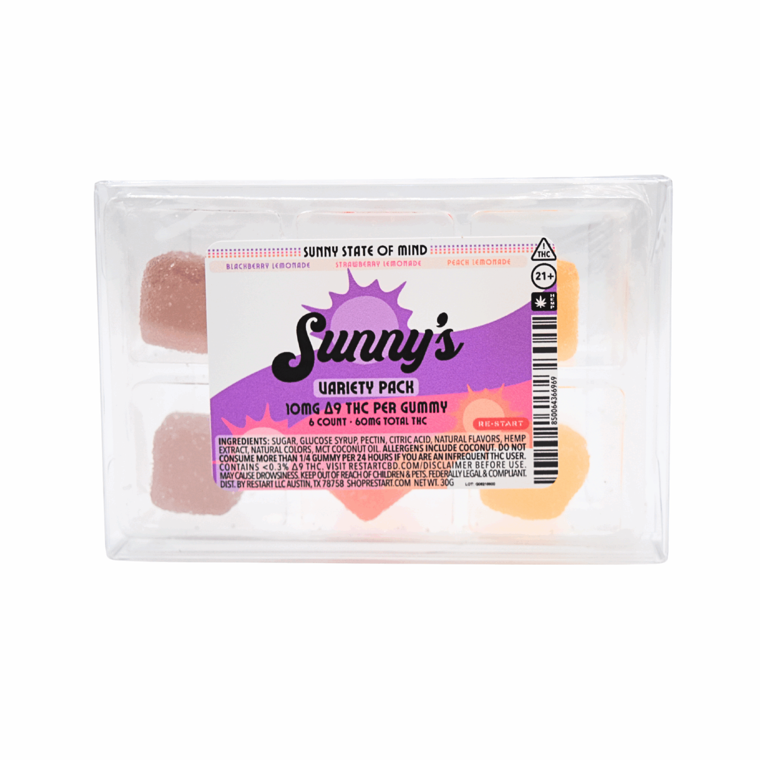 Sunny’s Delta 9 THC 10mg Gummies 6-ct Variety Pack