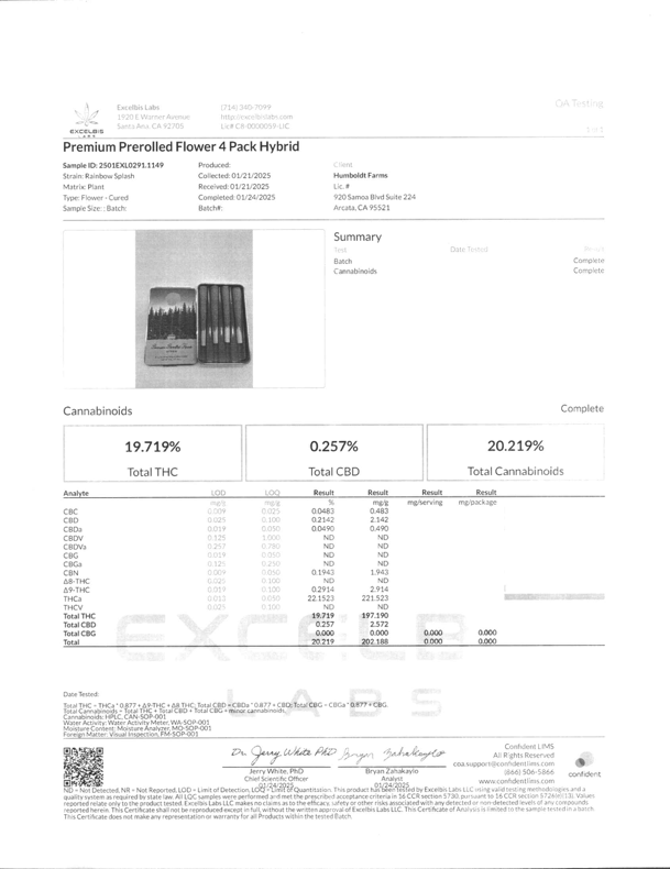 THCA Premium Pre-rolls Rainbow Splash (H) 4/pk - Image 2