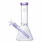 Human Grade 9" Beaker Water Pipe - Clear w/Lavender Accents