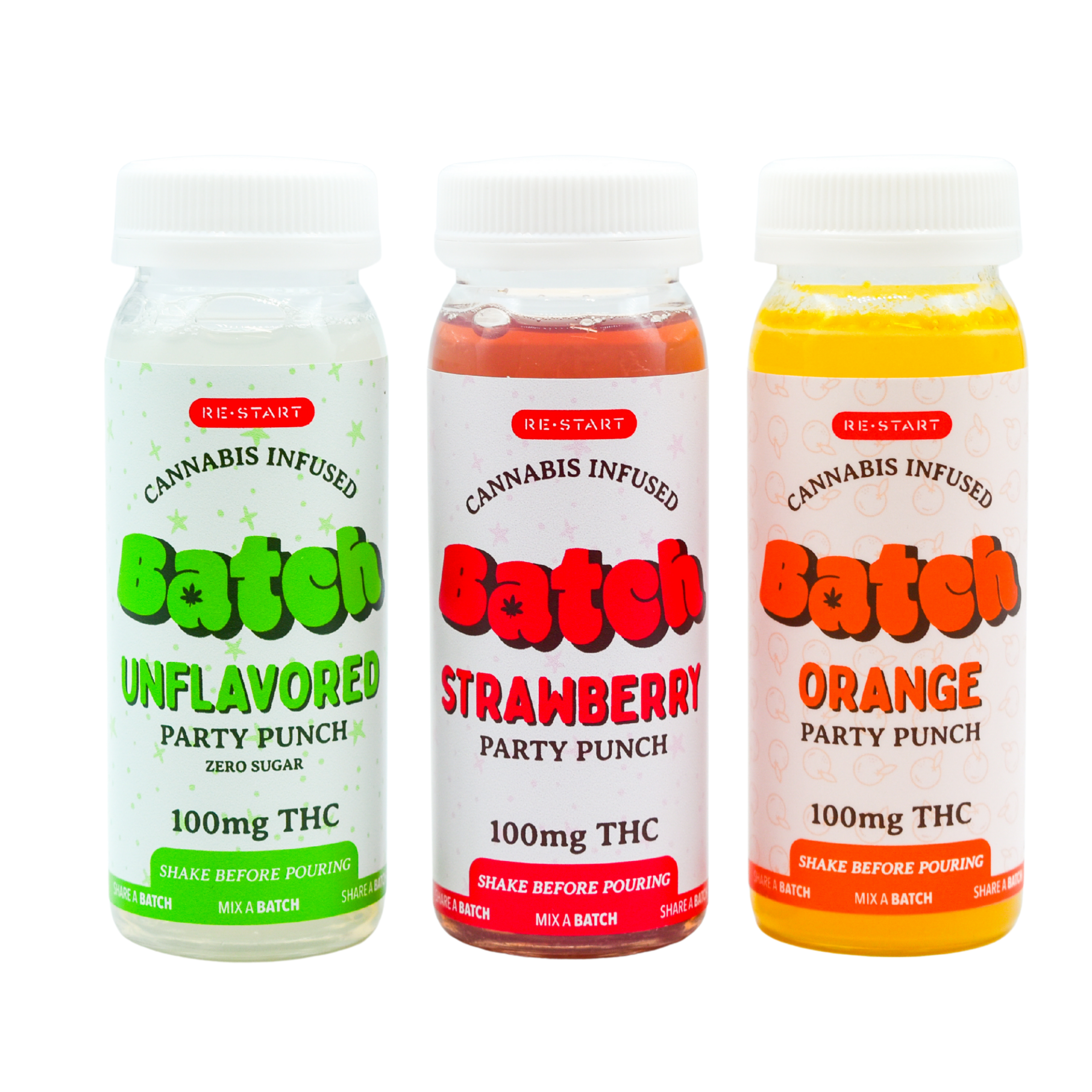 RESTART Batch 100mg D9 THC Party Punch 4oz 3-pack Bundle “Last Call for Pineapple"