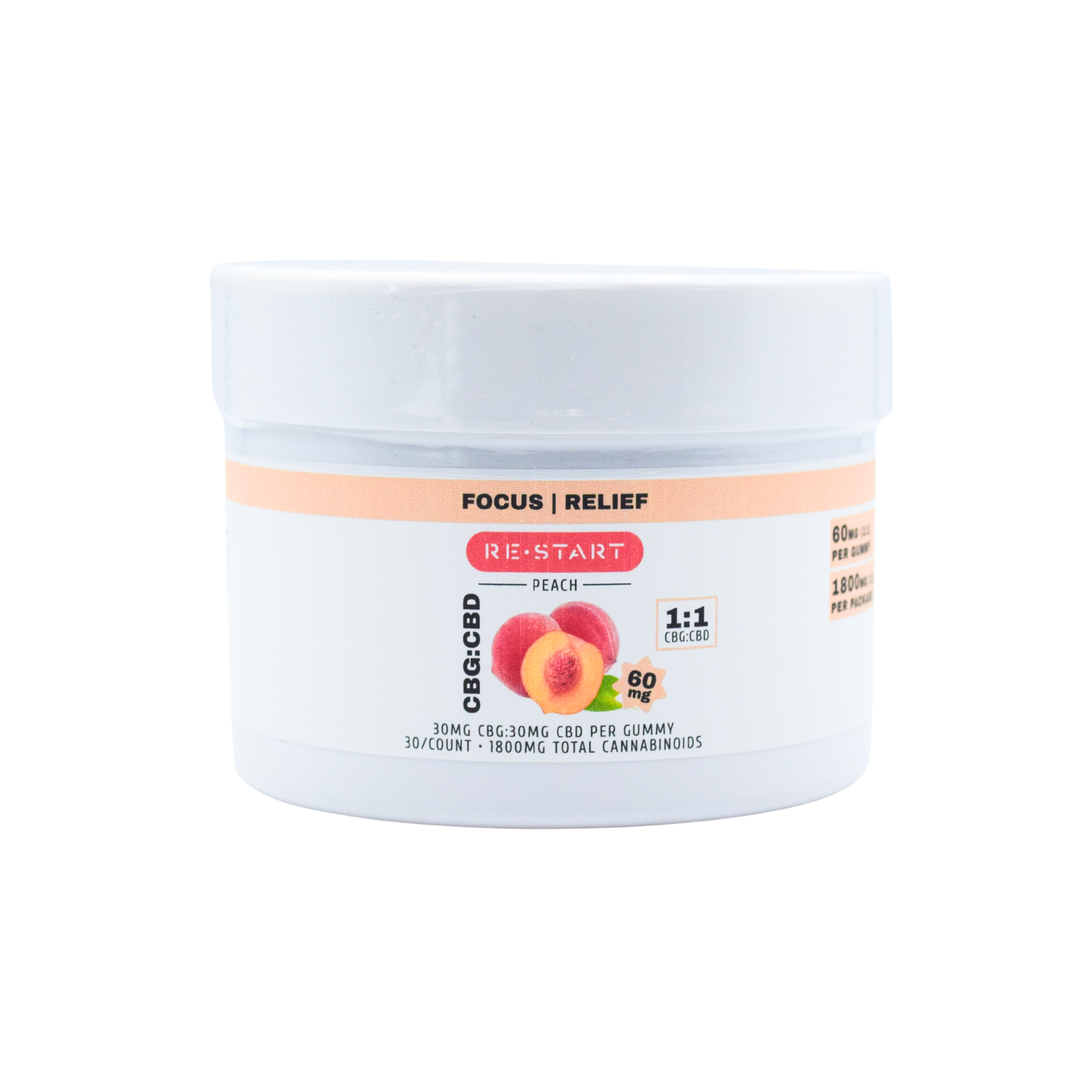 CBG CBD NO THC 60MG Gummies Peach - Image 5