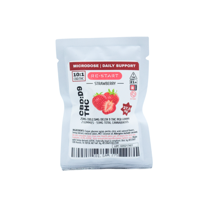 Delta 9 THC CBD Microdose Gummies Strawberry (1:10) 2-ct