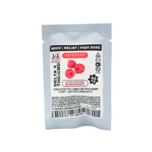 Delta 9 THC 20MG + CBD 20MG Gummies Raspberry 1-ct