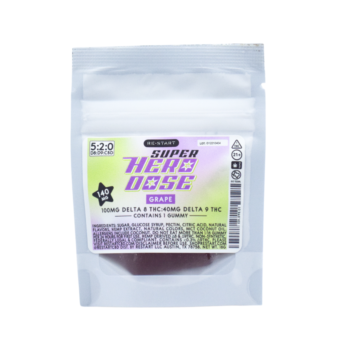 Super Hero Dose THC Gummies 140MG - Grape / 1-ct