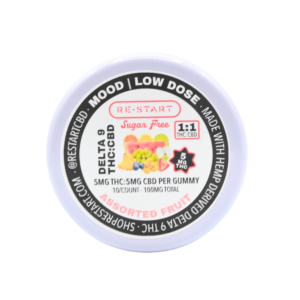 Sugar-Free Delta 9 5MG + CBD 5MG Fruit Gummies 10-ct