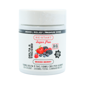 Sugar-Free Delta 9 10MG + CBD 10MG Gummies - Mixed Berry 20-ct