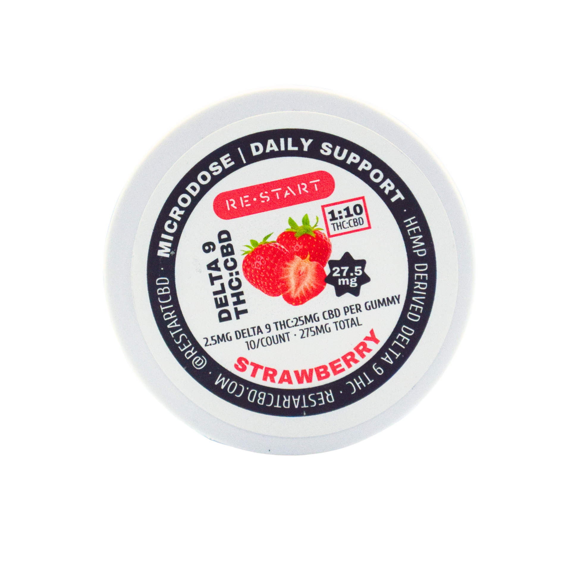 Delta 9 THC CBD Microdose Gummies Strawberry (1:10) 10-ct
