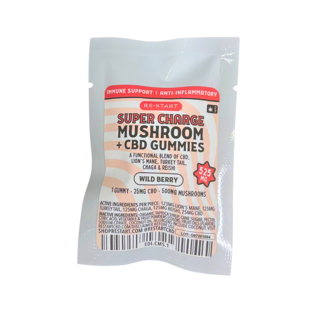 CBD Super Charge Mushroom Gummies 425MG Wildberry 1-ct