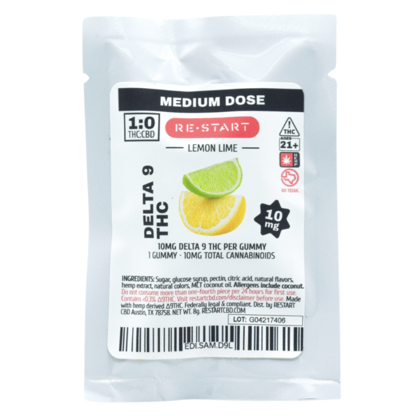 Delta 9 THC 10mg Gummies Lemon Lime 1-ct