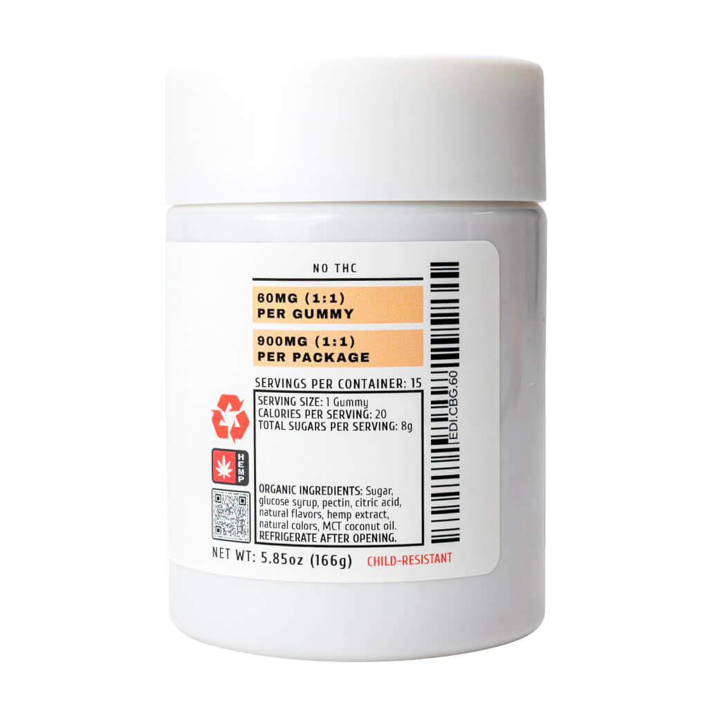 CBG CBD NO THC 60MG Gummies Peach - Image 2