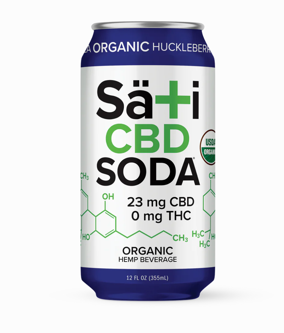 Sati Organic CBD Soda 12oz Huckleberry Vanilla w/Lions Mane