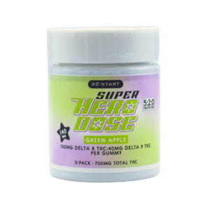 Super Hero Dose Delta 9 Delta 8 140MG THC Gummies Green Apple