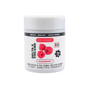 Delta 9 THC 20MG + CBD 20MG Gummies Raspberry