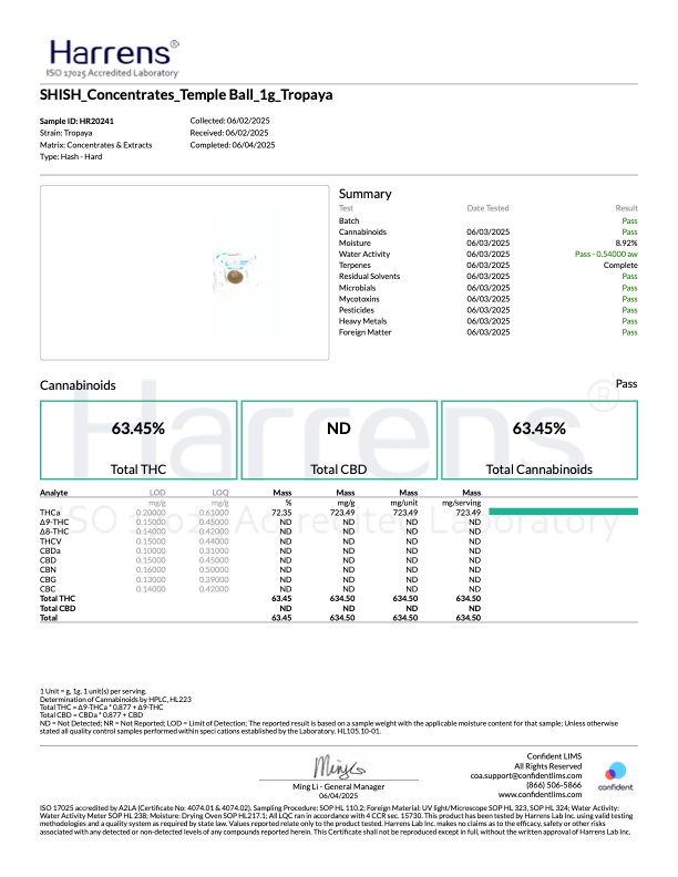Ice Water Hashish Temple Ball | SHISH (I) Tropaya 1G - Image 2