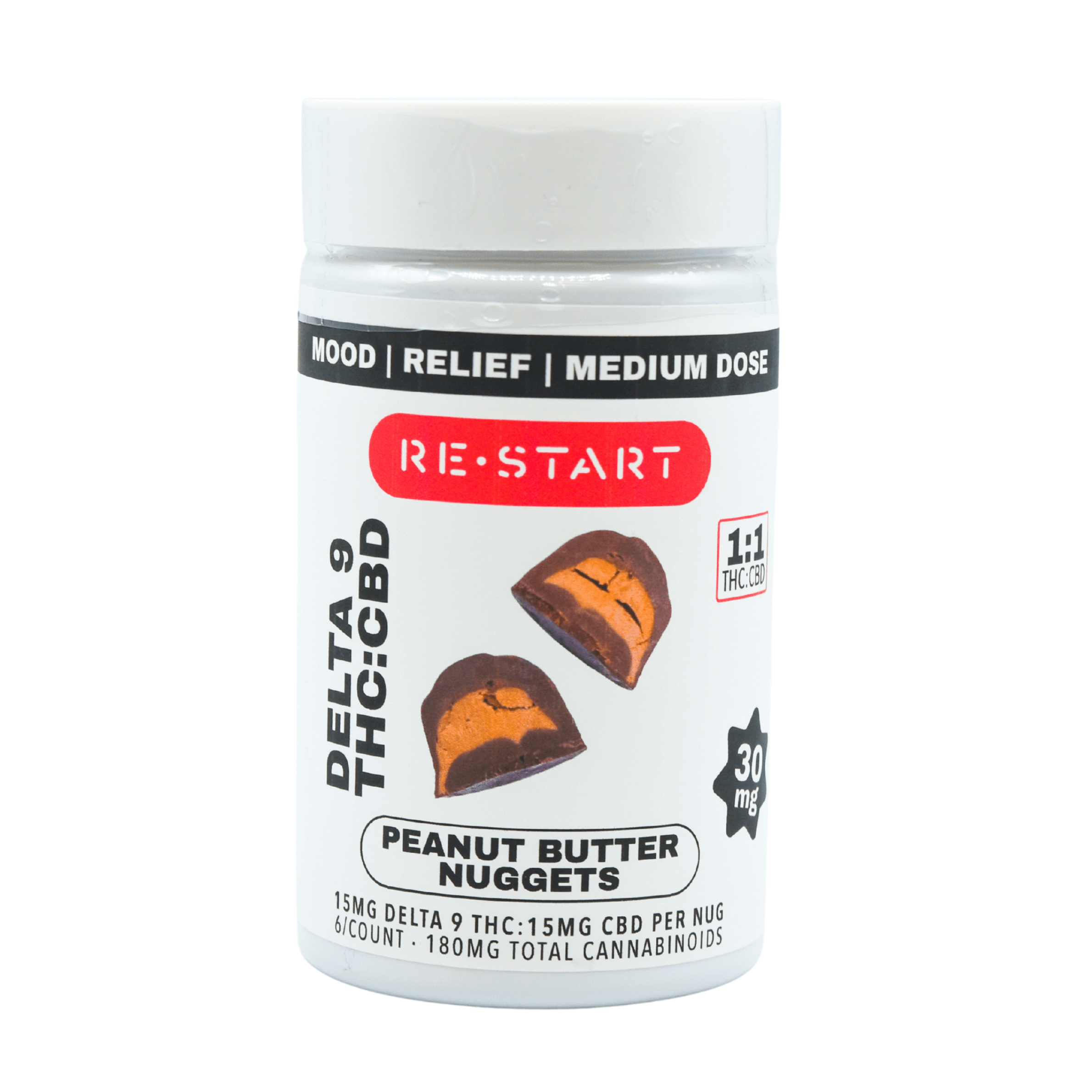 Delta 9 THC CBD 30MG Peanut Butter Nugs (1:1)