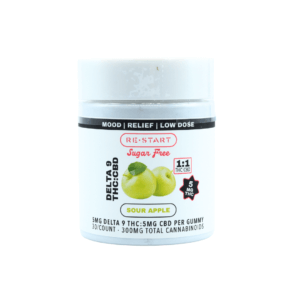 Sugar-Free Delta 9 5MG + CBD 5MG Mellow Gummies - Sour Green Apple 30-ct