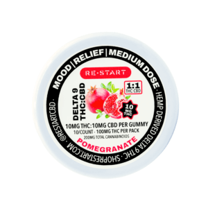 Delta 9 THC CBD 20MG Pomegranate Gummies (1:1) 10-ct
