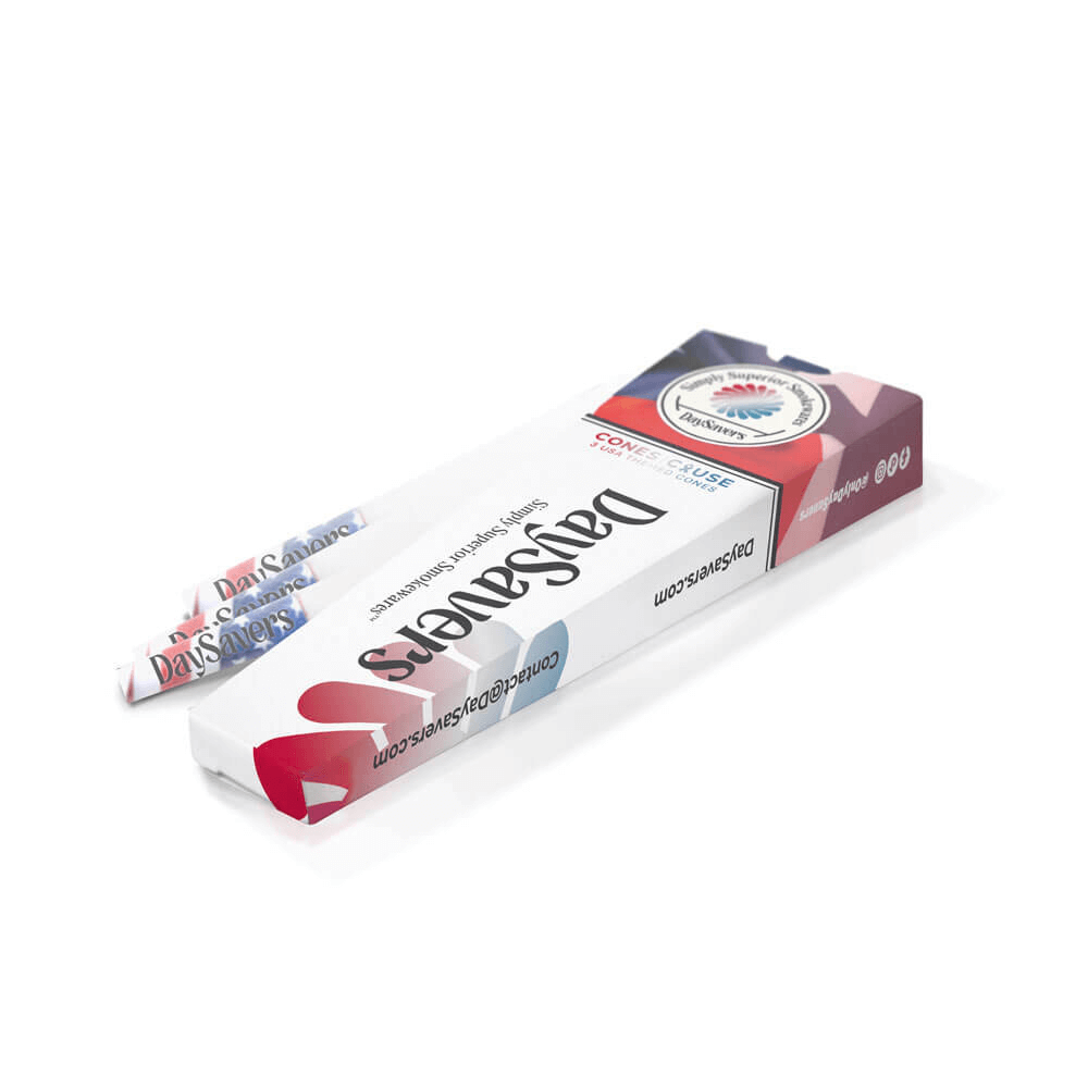 DaySavers 1 Gram King Size American Flag Pre Rolled Cones - Refined White (3/pk)