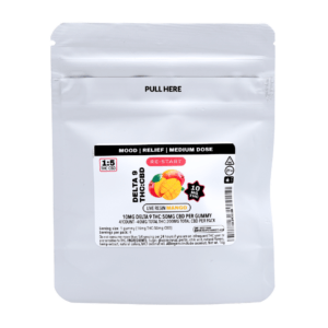 Delta 9 10MG + CBD 50MG Live Resin Gummies Mango 4-ct