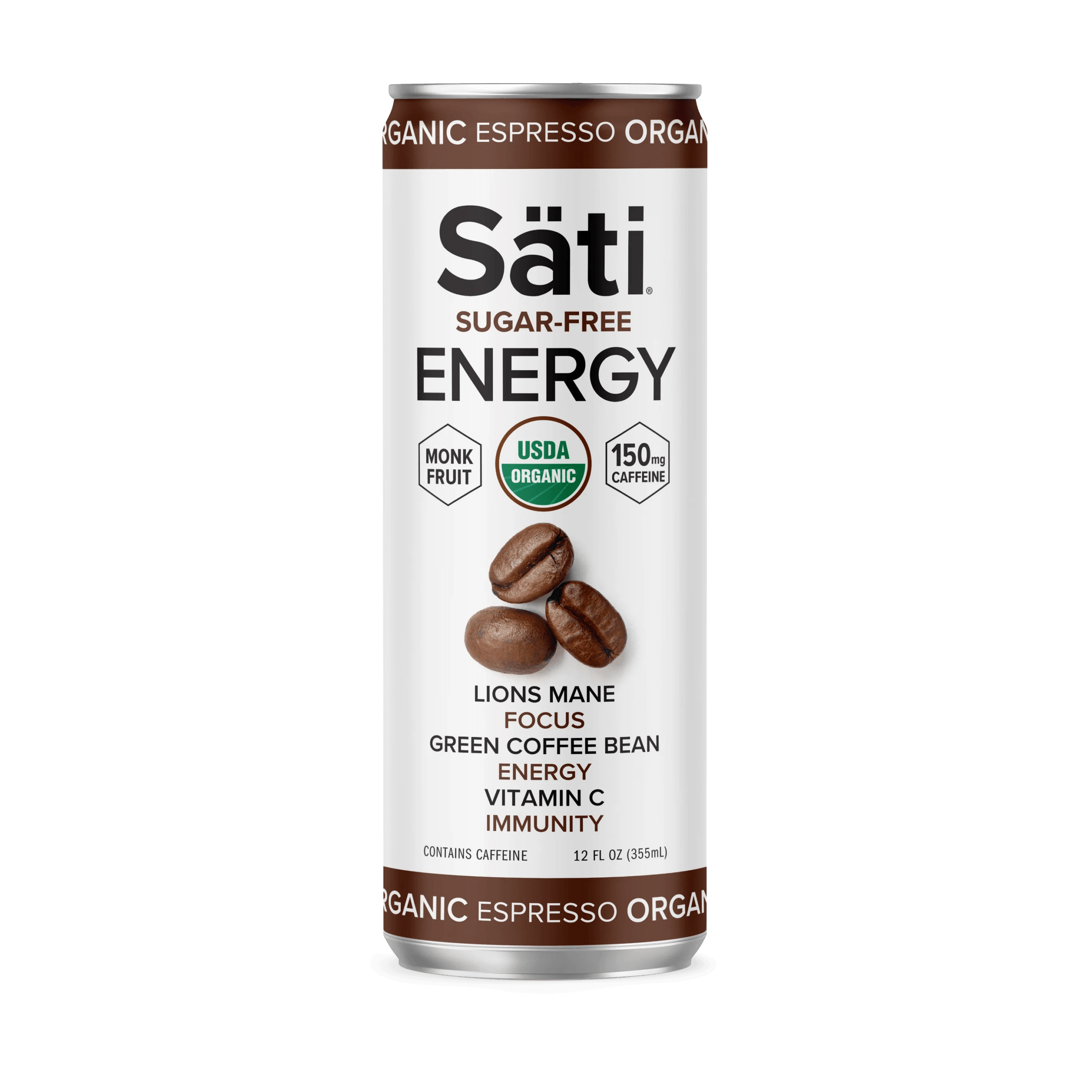Sati Organic Sugar-Free Energy Drinks 12oz (150MG Caffeine) - Image 5