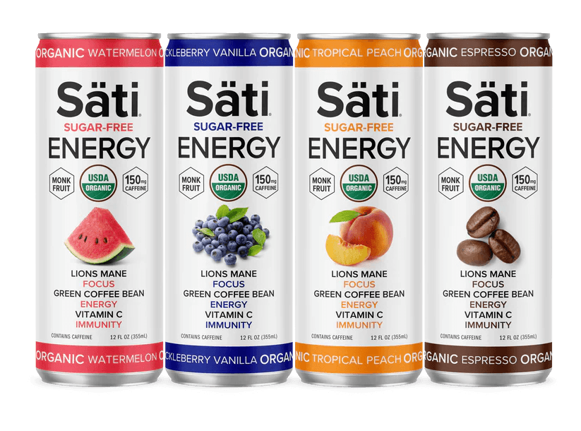 Sati Organic Sugar-Free Energy Drinks 12oz (150MG Caffeine)